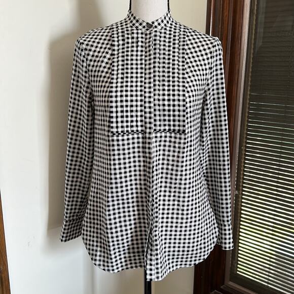 J. Crew | Pleated Gingham Button Down Shirt Size XXS - Picture 1 of 11